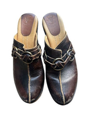 Cheryl brown leather heeled clogs - Pre-Loved