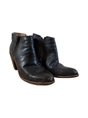 Black Croc Heeled Bootie - Pre-Loved