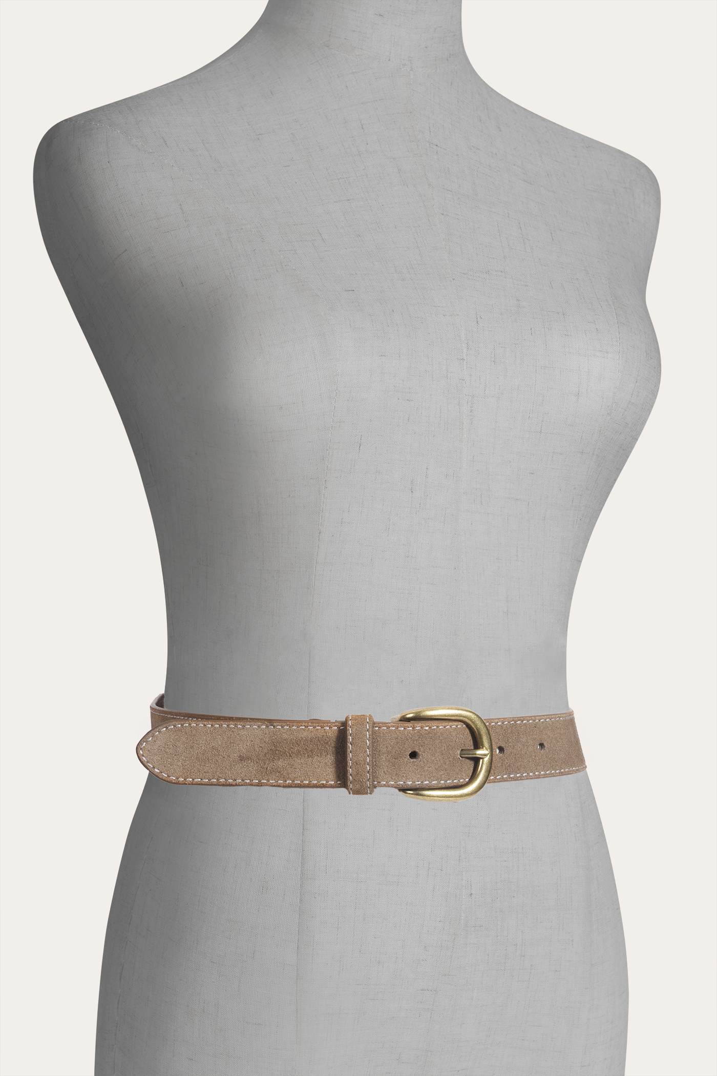 30mm Suede Belt W/ Contrast Stitching