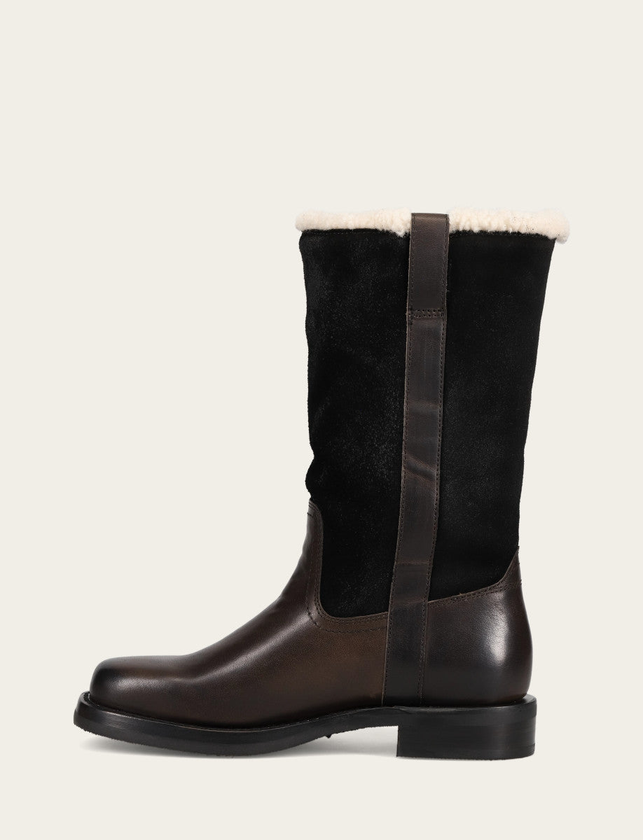 Campus Low Heel Mid Shearling Boot