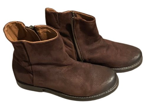 Dark Brown Suede Ankle Boot with Zipper - Pre-Loved
